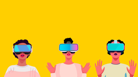 A collection of women wearing virtual reality glassesのイラスト素材