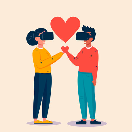 A loving couple wearing VR glassesのイラスト素材
