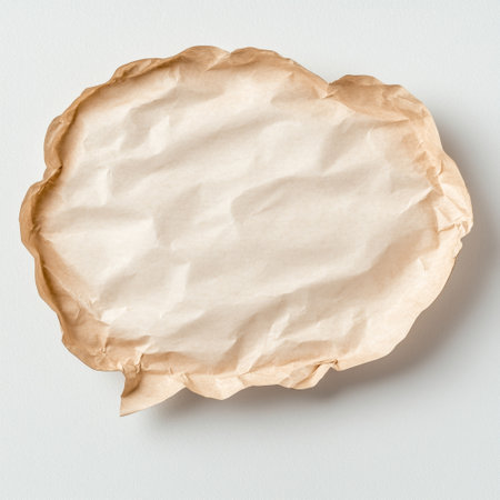 Rustic paper-like speech bubble for creative communication and design themes.の素材