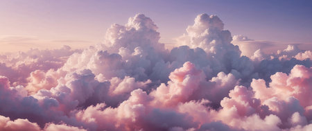 Majestic pink clouds at sunset illuminating the sky with soft pastels and dreamlike beauty.の素材