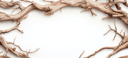 Intricate line drawing of natural driftwood branches.の素材