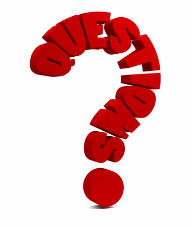 QUESTIONS 3D text shaped as a question mark. Part of a series.の写真素材