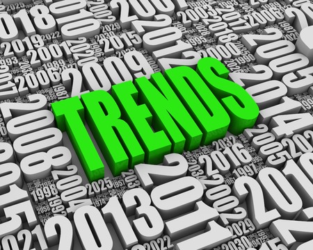 TRENDS 3D text surrounded by calendar dates. Part of a series.の写真素材