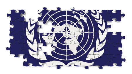 Flag jigsaw puzzle with missing pieces.の写真素材