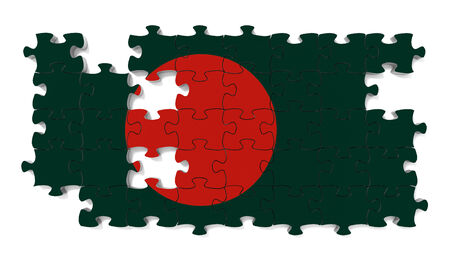 Flag jigsaw puzzle with missing pieces.の写真素材