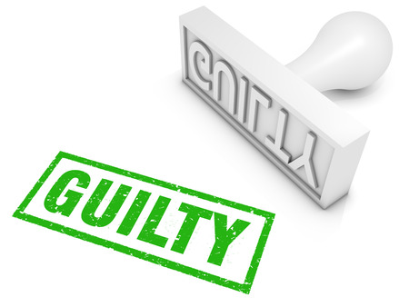 Guilty rubber stamp. Part of a series of stamp concepts.の写真素材