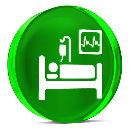 Round glass icon with white health care sign or symbolの写真素材