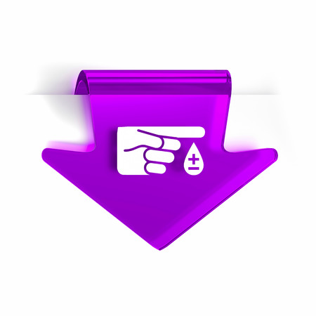 Glass arrow page marker icon with white health care sign or symbolの写真素材