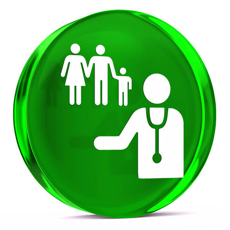 Round glass icon with white health care sign or symbolの写真素材