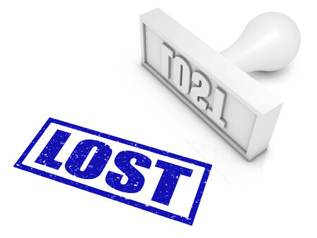 LOST rubber stamp. Part of a series of stamp concepts.の写真素材