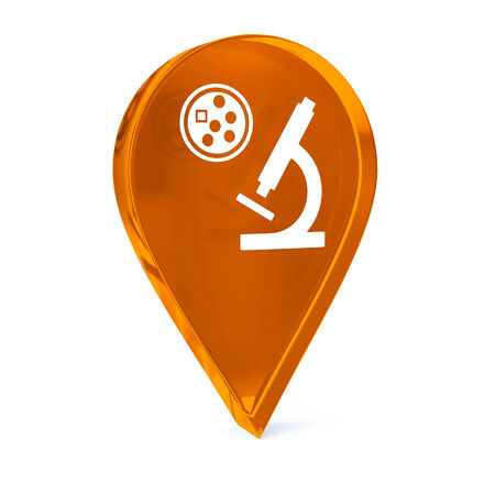 Glass GPS marker icon with white health care sign or symbolの写真素材