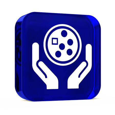 Glass button icon with white health care sign or symbolの写真素材