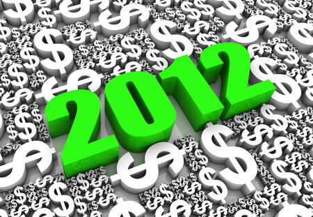 2012 3D text surrounded by dollar currency symbols. Part of a series.の写真素材