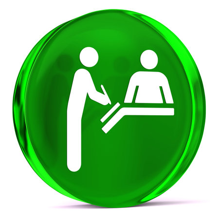 Round glass icon with white health care sign or symbolの写真素材