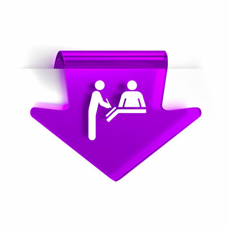 Glass arrow page marker icon with white health care sign or symbolの写真素材