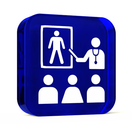 Glass button icon with white health care sign or symbolの写真素材