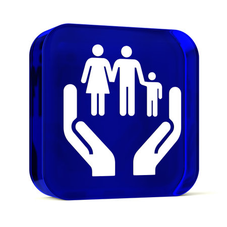 Glass button icon with white health care sign or symbolの写真素材