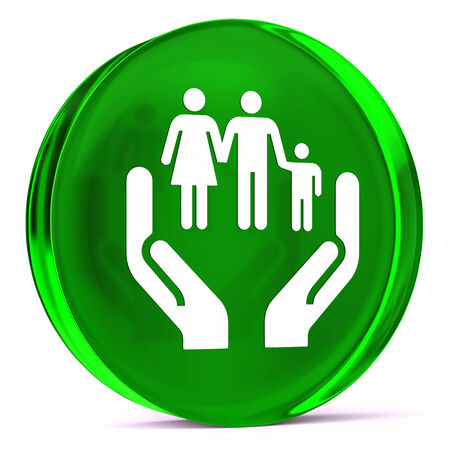 Round glass icon with white health care sign or symbolの写真素材