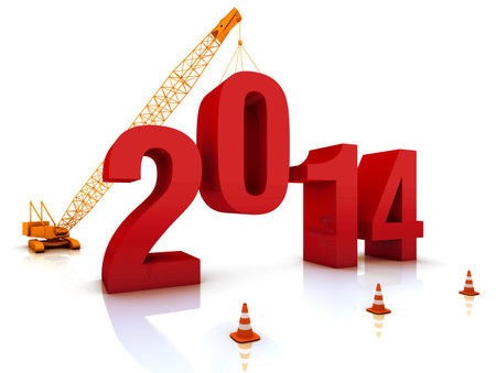 Construction site crane building a blue 3D text. Part of a series.の写真素材