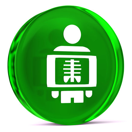 Round glass icon with white health care sign or symbolの写真素材