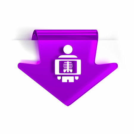 Glass arrow page marker icon with white health care sign or symbolの写真素材