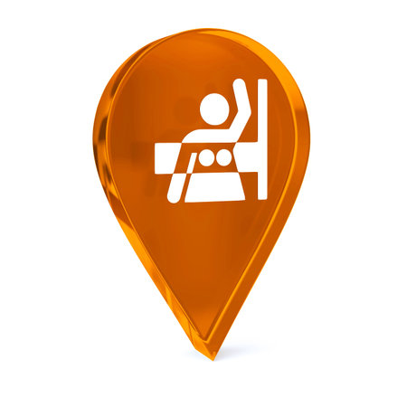 Glass GPS marker icon with white health care sign or symbolの写真素材