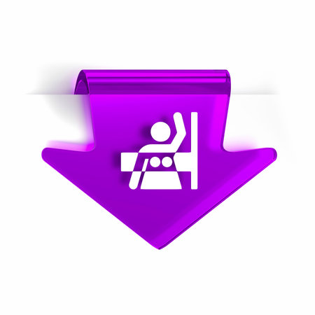 Glass arrow page marker icon with white health care sign or symbolの写真素材