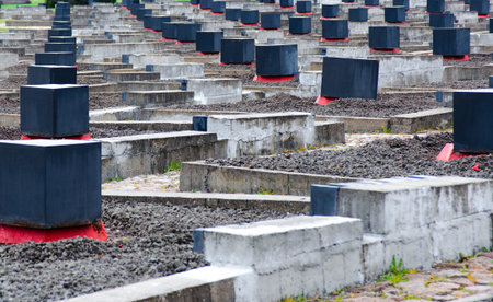 Khatyn, Belarus - 05.02.2020: The bells in Khatyn. The cemetery of burned villages. Second world...