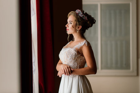Bride in a luxury vintage retro hotel