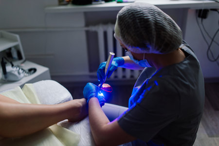 Photo of the professional pedicure process with modelの写真素材