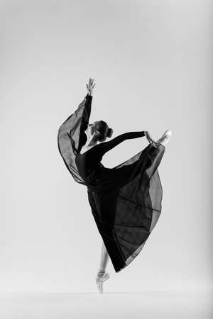 Young ballet female dancer isolated on white backgroundの写真素材