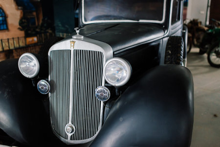 Minsk, Belarus - 02.29.2021. Auto world vintage car museum displaying automobile history, retro