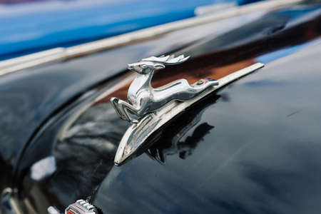 Minsk, Belarus - 02.29.2021. Old Soviet retro vintage car in open air. Row of auto of the Soviet era.のeditorial素材