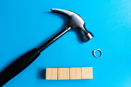 Hammer kick ring for production of jewelry. Destruction of jewelryの写真素材