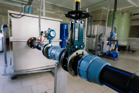 Boiler station, boiler room. Engine room, technical equipment.の写真素材