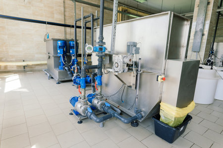 Pressure sensor in an industrial boiler room. Barometer in the heating system. Close-up.の写真素材