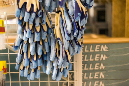 A lot of New varios color Garden wheelbarrow cart on hardware store, gardening toolsの写真素材