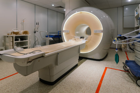 Computed tomography scanner in a hospital laboratory. Health care, medical technologyの写真素材