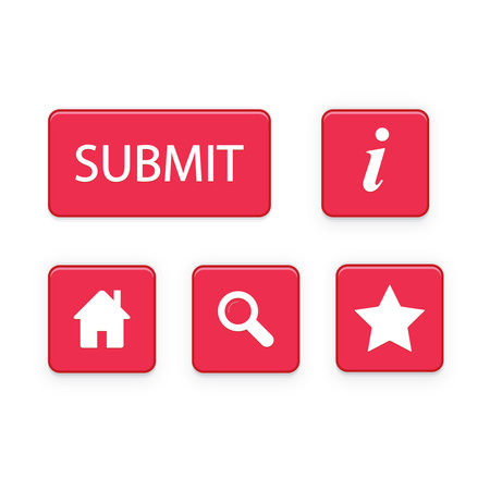 Set of five red buttons for web site