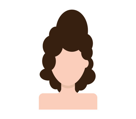 Girl Icon. Geometric simple vector illustration of a curly hair womanのイラスト素材