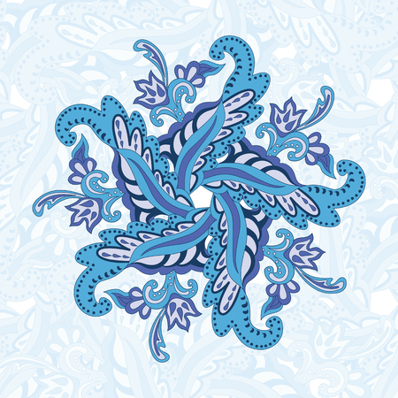 Winter Persian ornament Paisley snowflake. christmas themeのイラスト素材