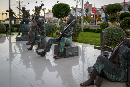 Sculptures of street musicians in the heart of Soho Square in Sharm El Sheikh, Egyptのeditorial素材