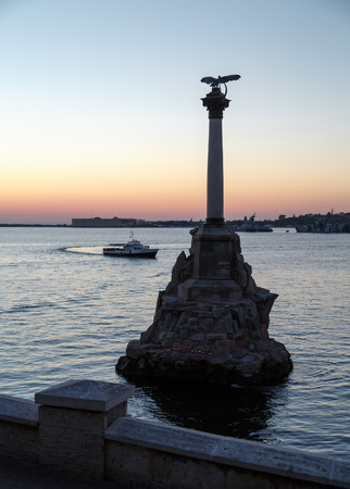 Artillery Bay in Sevastopol before the parade of warships next morning.Monument to the Scuttled Shipsの写真素材