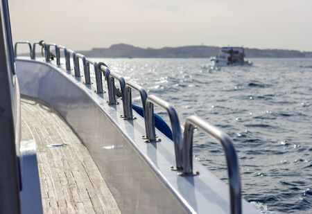 Travel on a motor yacht on the seaの写真素材