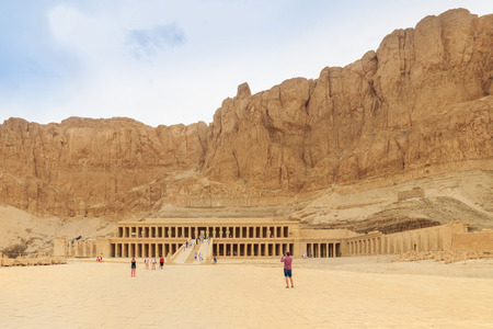 LUXOR, EGYPT, APRIL 20, 2014: Mortuary Temple of Queen Hatshepsut on the western bank of the Nileのeditorial素材