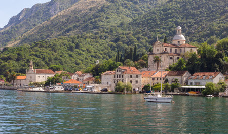 PRCANJ, KOTOR, MONTENEGRO, AUGUST 06, 2014: View from the sea side