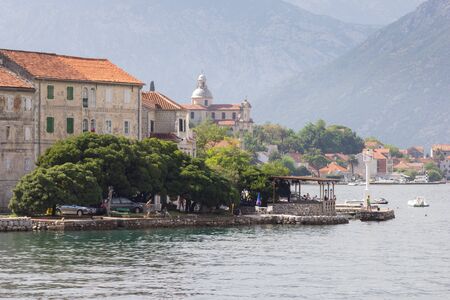 PRCANJ, KOTOR, MONTENEGRO, AUGUST 06, 2014: View of the city embankmentのeditorial素材