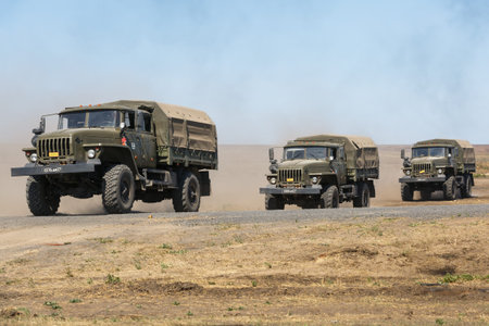 KADAMOVSKIY TRAINING GROUND, ROSTOV REGION, RUSSIA, AUGUST 26, 2018: International military...