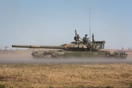 KADAMOVSKIY TRAINING GROUND, ROSTOV REGION, RUSSIA, AUGUST 26, 2018: International military technical forum ARMY-2018. T-90 tankのeditorial素材