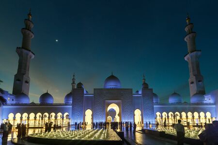 ABU DHABI, UAE, JANUARY 10, 2019: Magnificent view of the Sheikh Zayed Grand Mosqueのeditorial素材